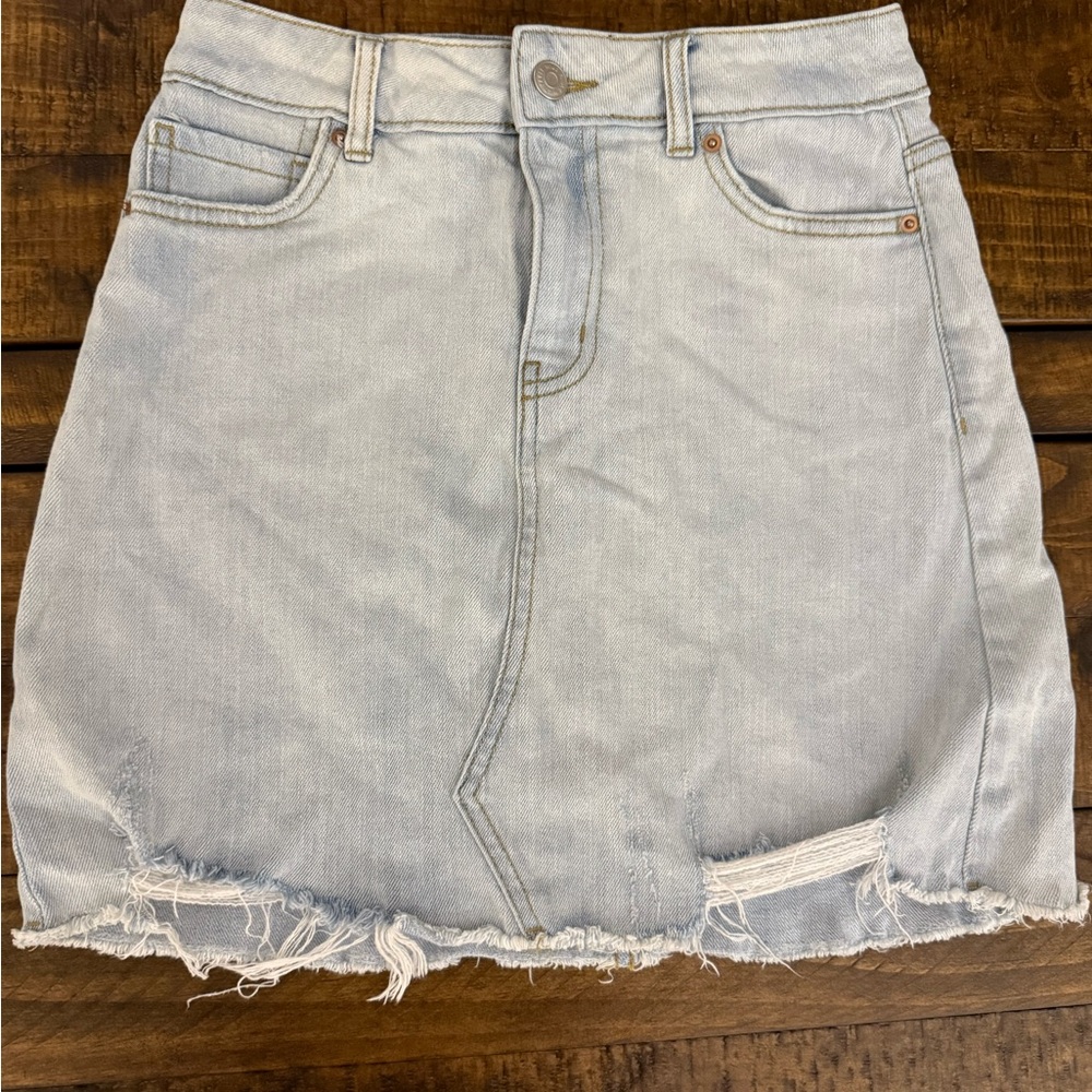 Wild Fable Light Blue Distressed Mini Skirt
